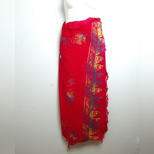 Hawaiian Fish Print Beach Sarong Cover Up 65"×45" Red Coral